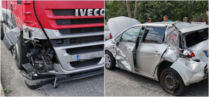 Accident între două mașini și un TIR, în Cluj! Două victime în urma impactului. FOTO